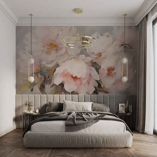 Painting of flowers on a white surface Painting of flowers on a white surface