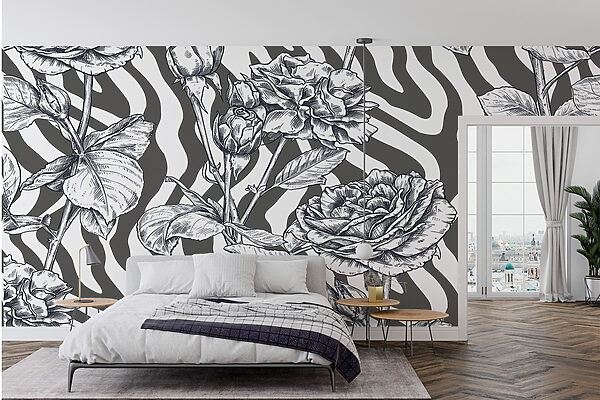 Black and white drawing of roses Black and white drawing of roses