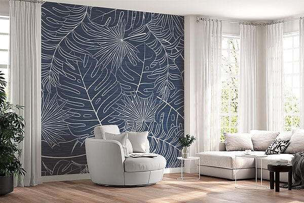 Pattern of leaves on a blue background Pattern of leaves on a blue background