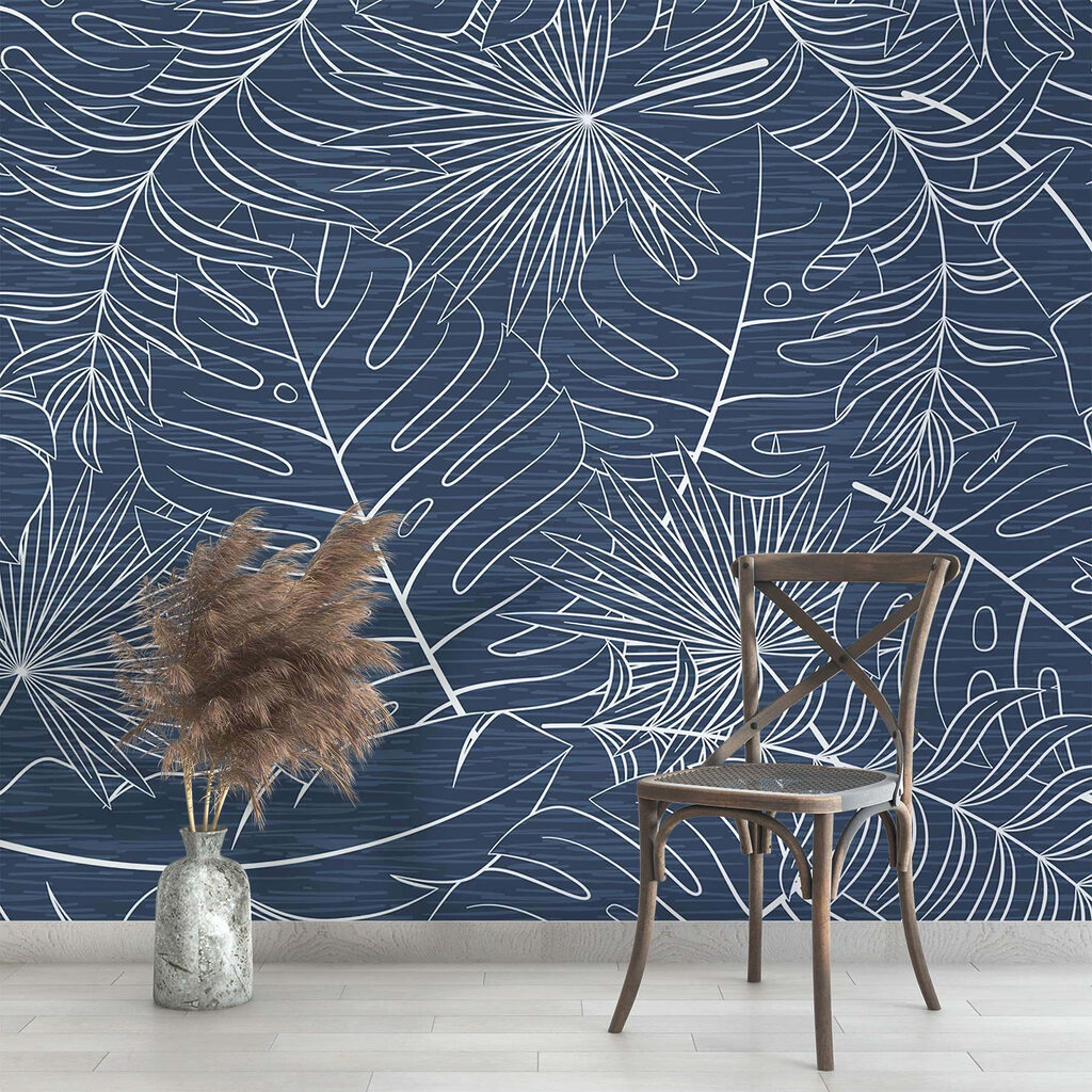 Pattern of leaves on a blue background Pattern of leaves on a blue background