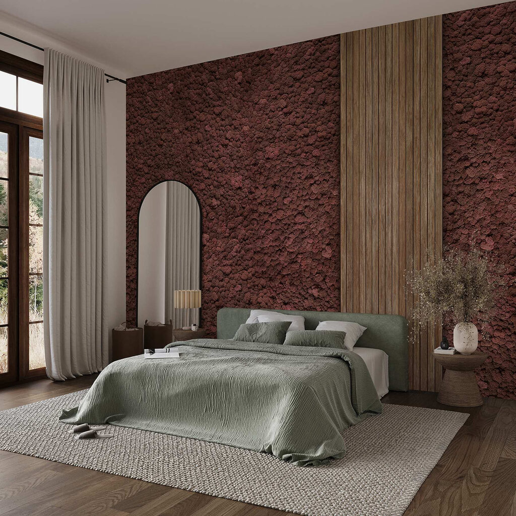 Brown carpet with a wood plank