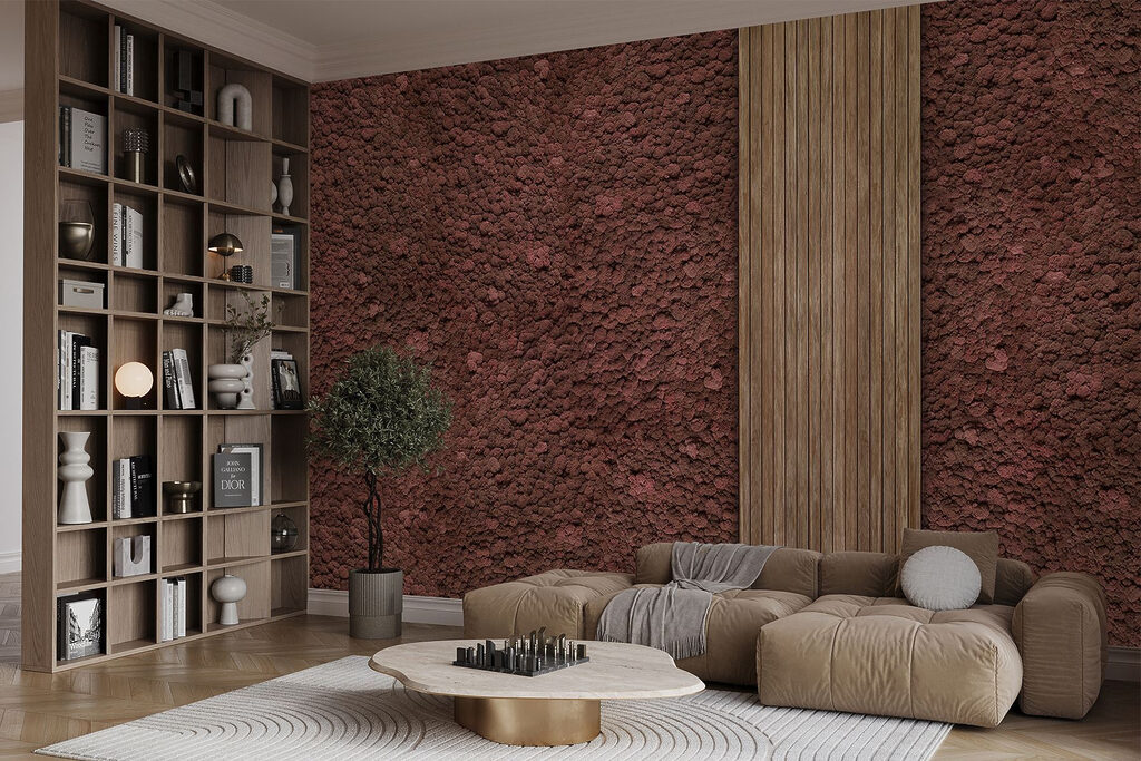Brown carpet with a wood plank
