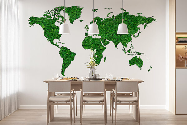 Map of the world made of green plants Map of the world made of green plants
