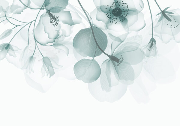 Transparent flowers with leaves Transparent flowers with leaves