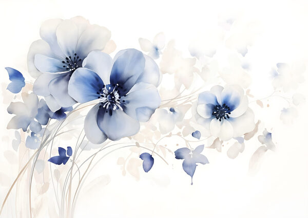 Painting of flowers on a white background Painting of flowers on a white background