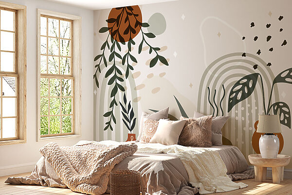 Graphic of a plant and potted plants Graphic of a plant and potted plants