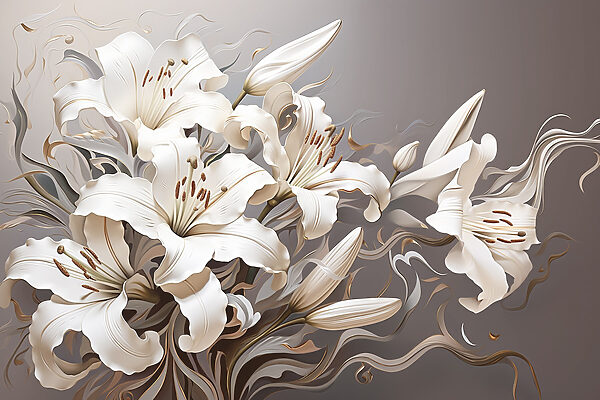 White flowers with brown and white swirls White flowers with brown and white swirls