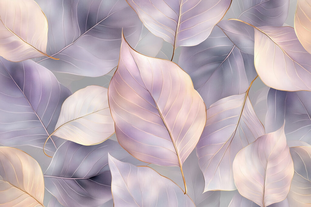 Delicate leaves in soft hues