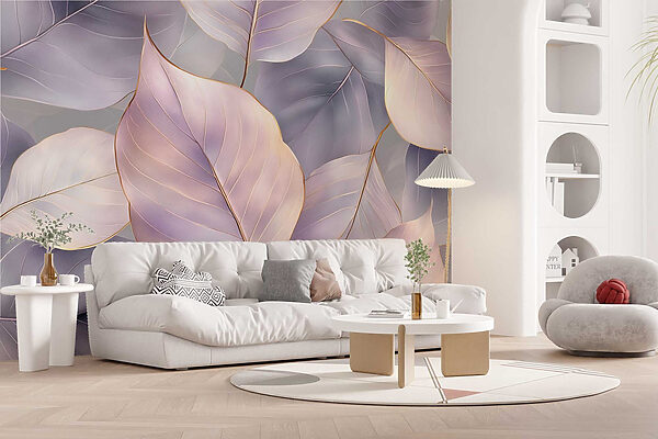 Delicate leaves in soft hues Wall murals Delicate leaves in soft hues