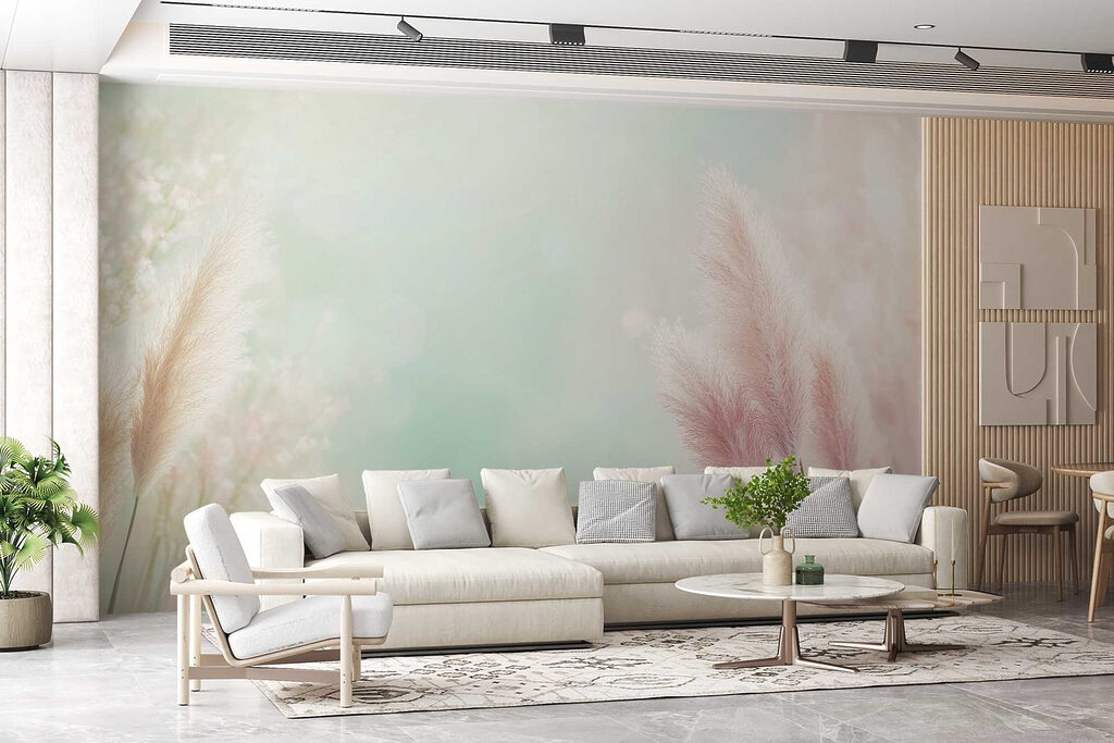 Soft pastel grass swaying gently