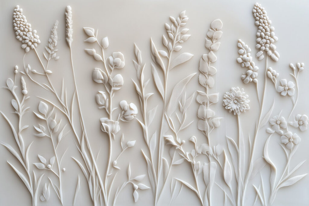 White flower and leaf design White flower and leaf design