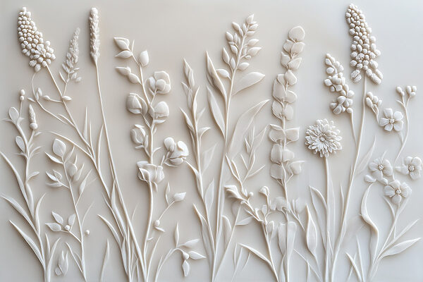 White flower and leaf design White flower and leaf design