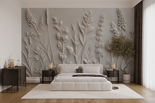 White flower and leaf design White flower and leaf design