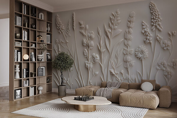 White flower and leaf design White flower and leaf design