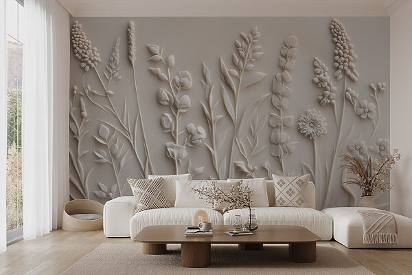 White flower and leaf design White flower and leaf design