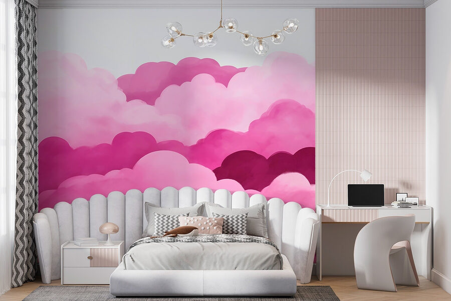 Pink clouds in the sky