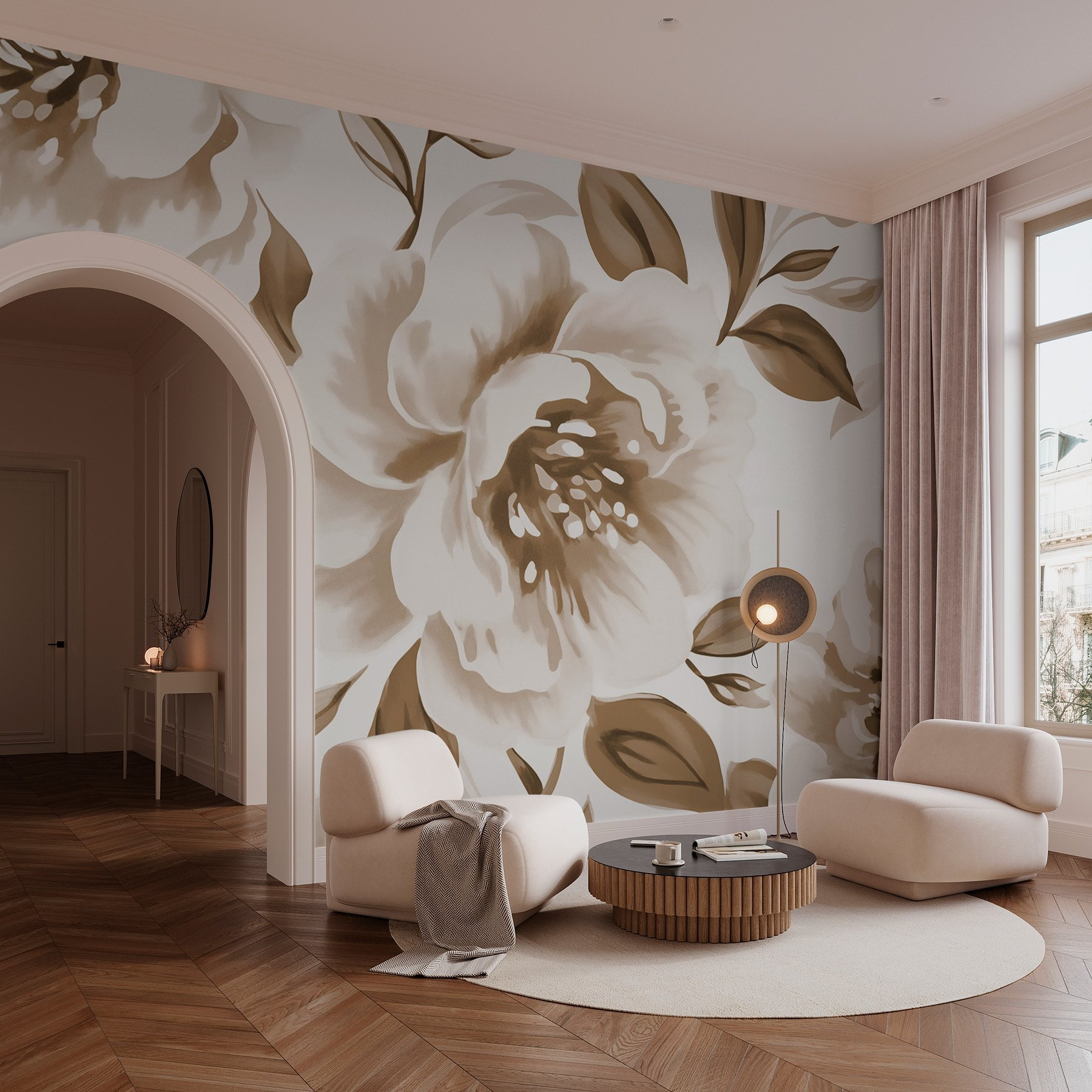 Elegant florals in soft hues.