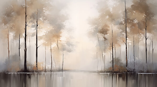 Painting of trees and water Painting of trees and water