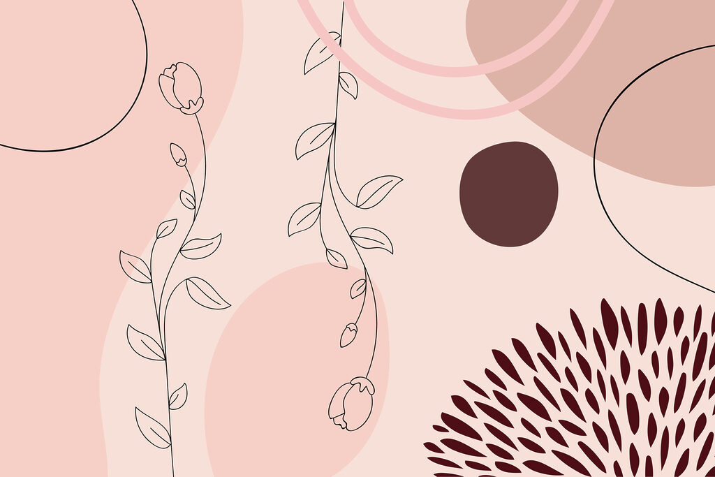 Soft florals meet abstract shapes. Soft florals meet abstract shapes.