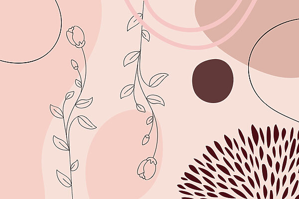 Soft florals meet abstract shapes. Soft florals meet abstract shapes.