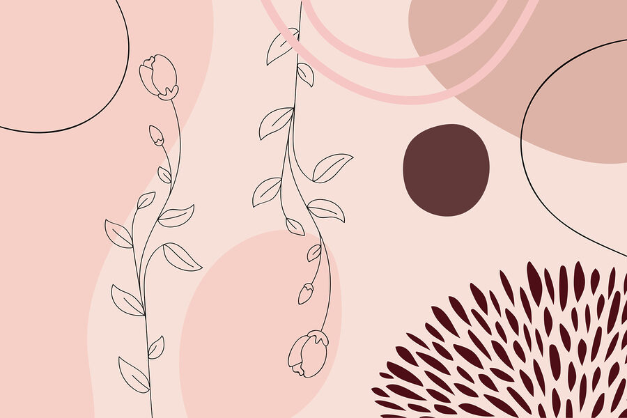 Soft florals meet abstract shapes.