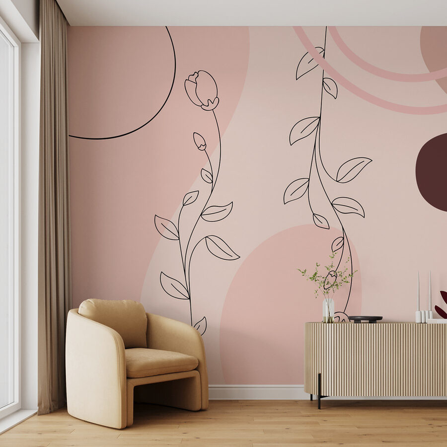 Soft florals meet abstract shapes.