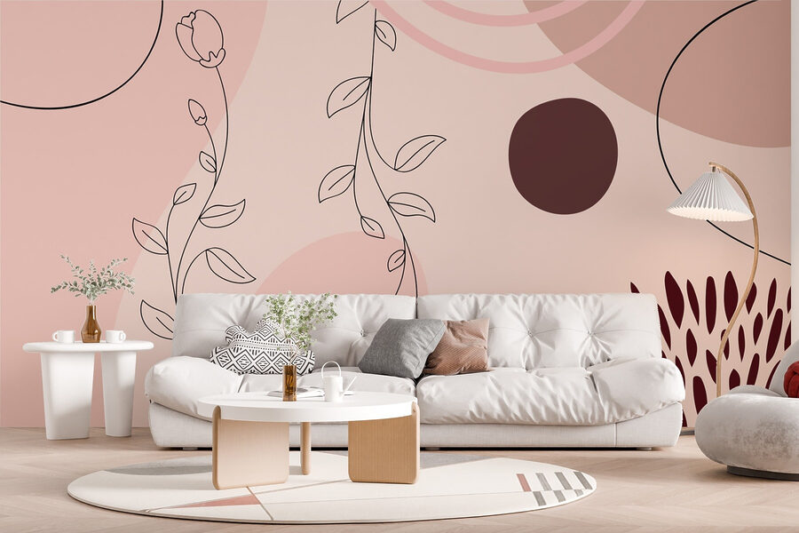 Soft florals meet abstract shapes.
