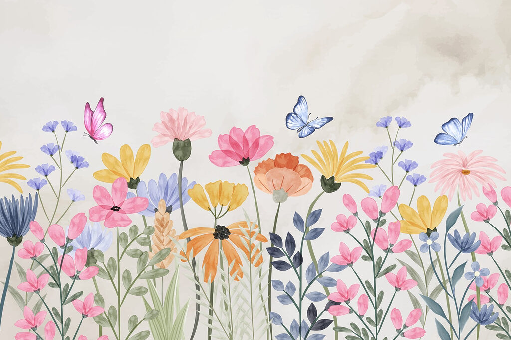 Painting of flowers and butterflies Painting of flowers and butterflies