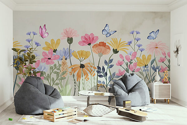 Painting of flowers and butterflies Painting of flowers and butterflies