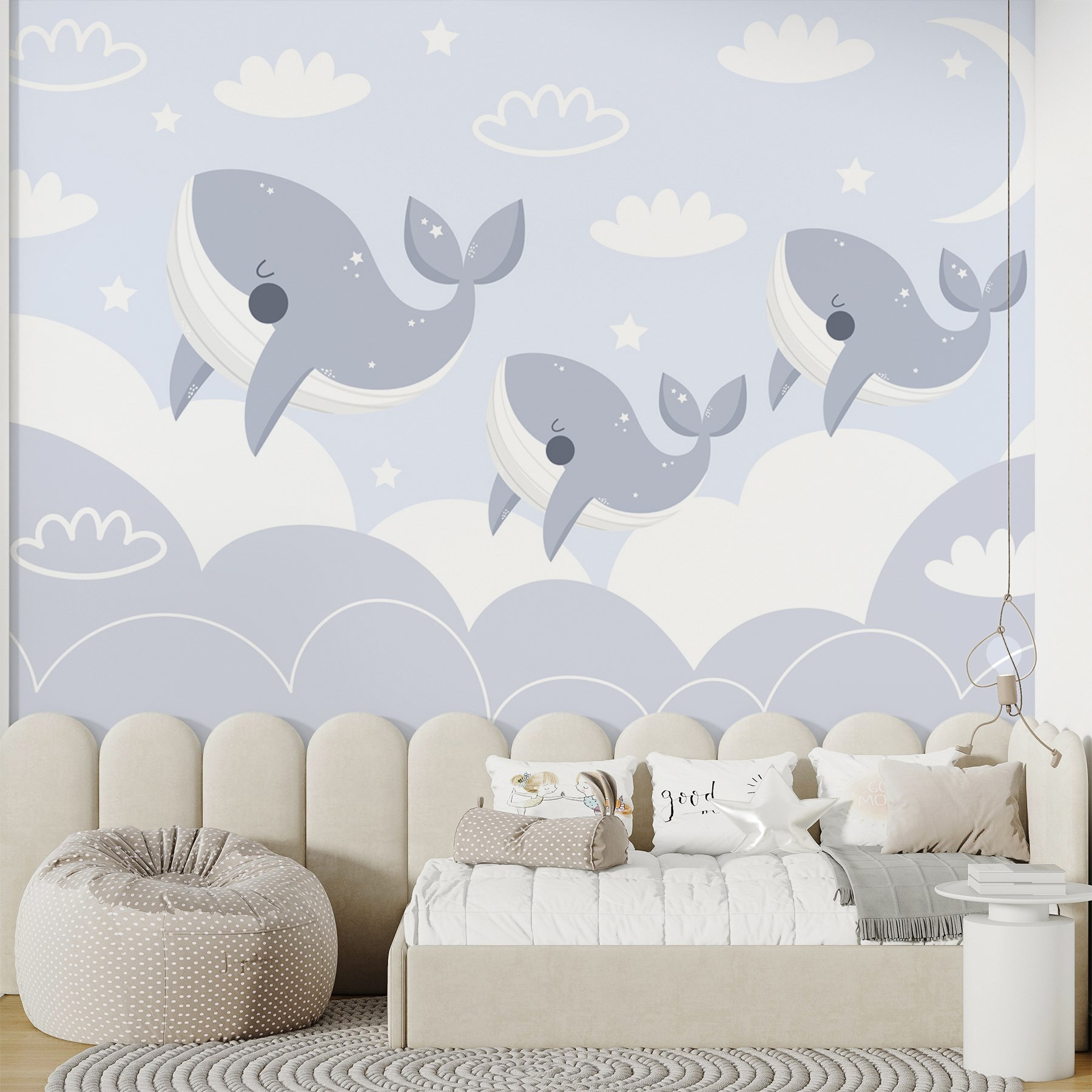 Group of whales jumping in the air