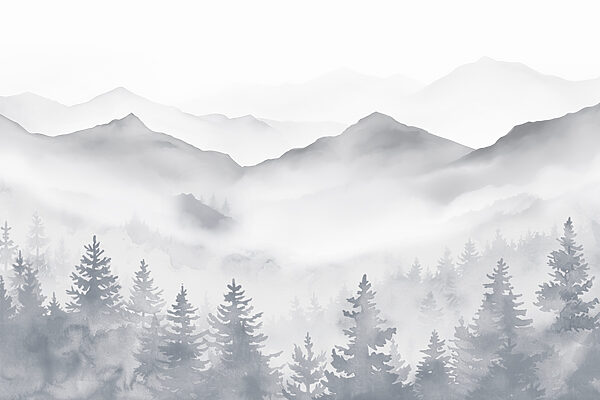 Landscape of mountains and trees Landscape of mountains and trees