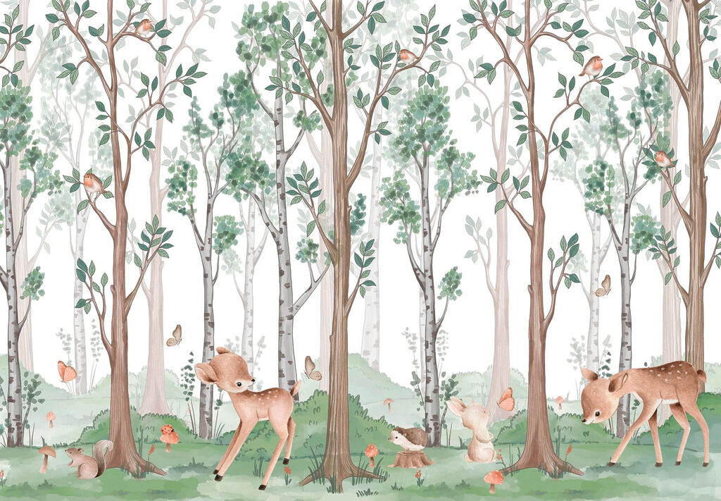 Wallpaper with a forest of trees and animals w02771p 1024x711 - Wallpaper with a forest of trees and animals