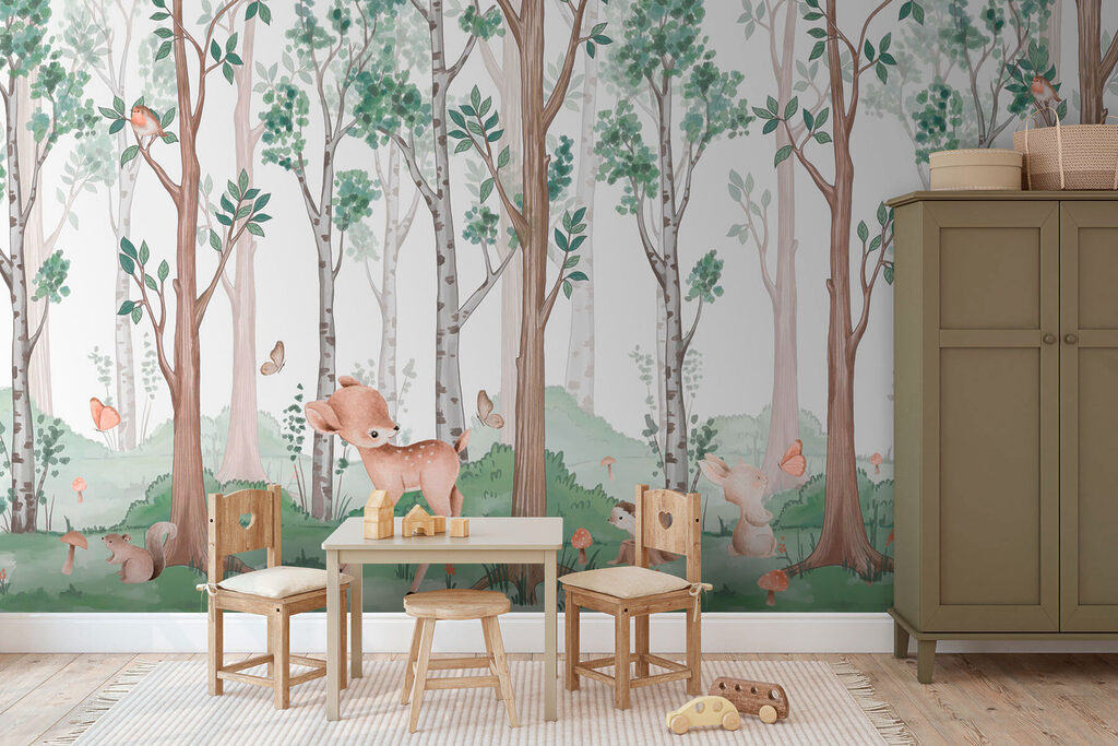 Wallpaper with a forest of trees and animals w02771pir1mr 1024x683 - Wallpaper with a forest of trees and animals