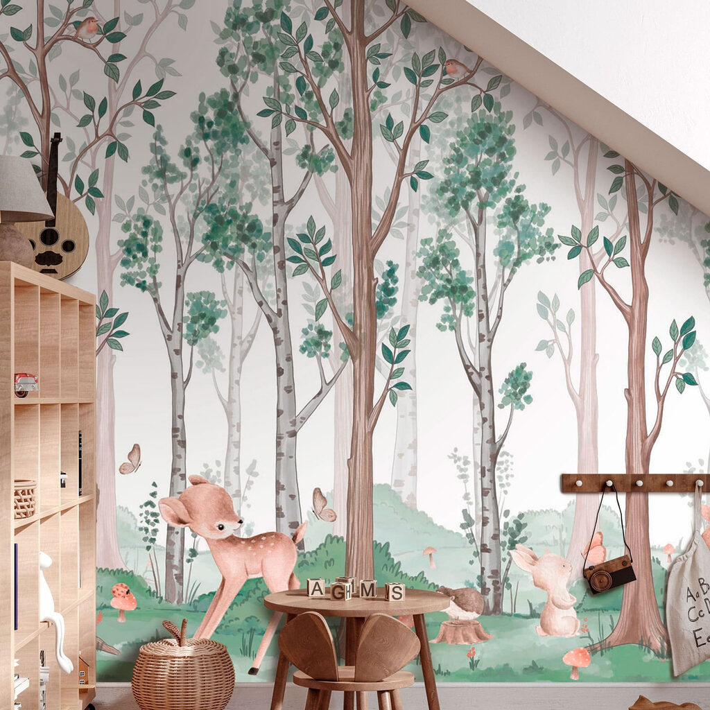 Wallpaper with a forest of trees and animals w02771pir1ms 1024x1024 - Wallpaper with a forest of trees and animals