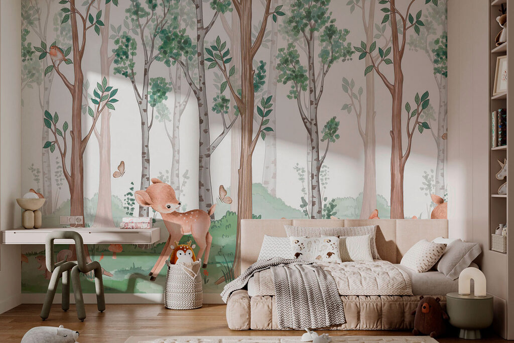 Wallpaper with a forest of trees and animals w02771pir2r 1024x683 - Wallpaper with a forest of trees and animals