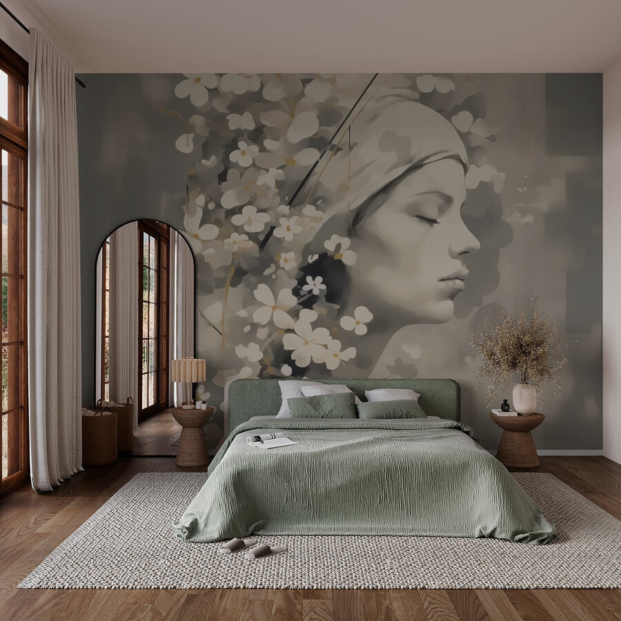 Gentle beauty in floral embrace