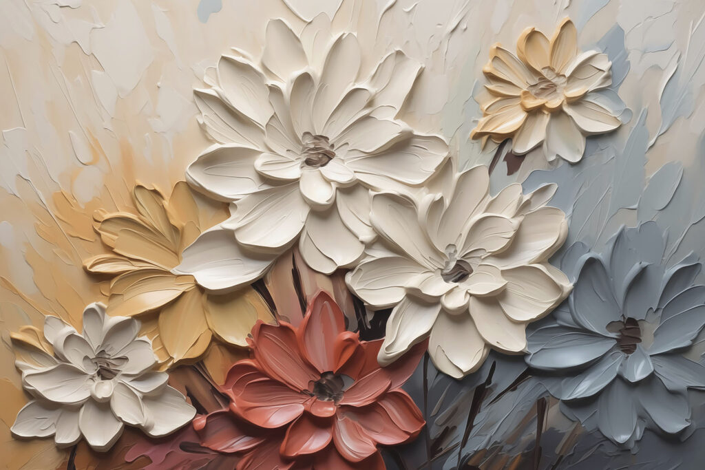 Painting of flowers on a wall Painting of flowers on a wall