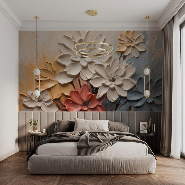 Painting of flowers on a wall Painting of flowers on a wall