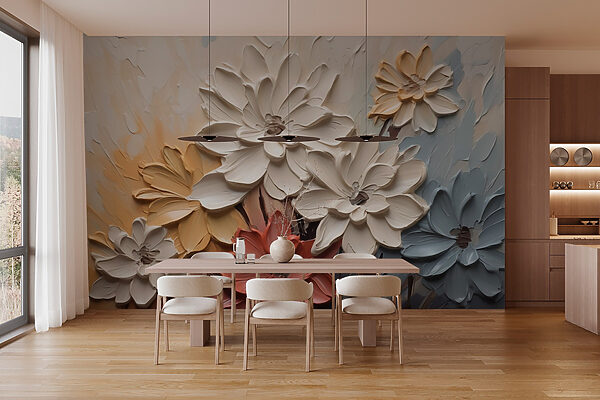 Painting of flowers on a wall Painting of flowers on a wall
