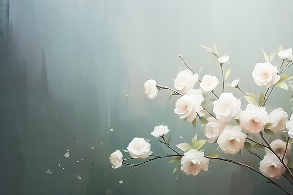 White flowers on a branch White flowers on a branch
