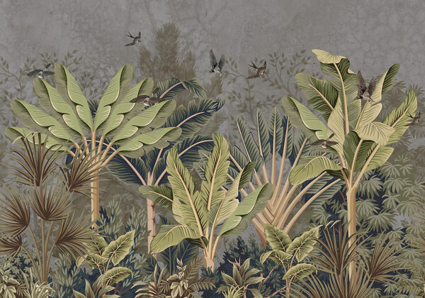 Wallpaper with a tropical forest Wallpaper with a tropical forest