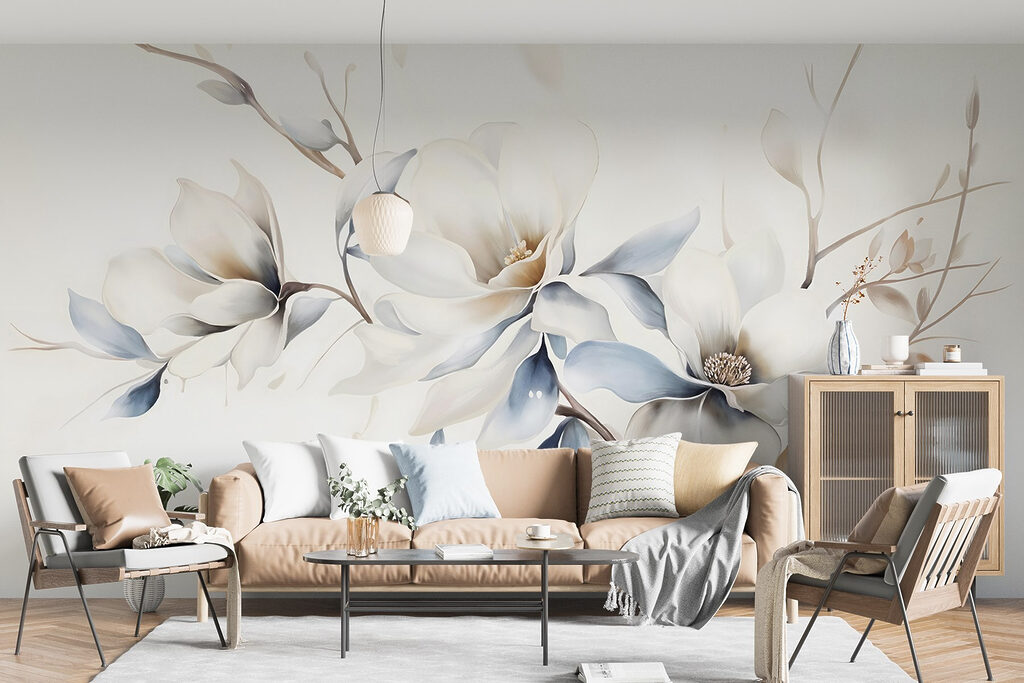 Painting of flowers on a white background Painting of flowers on a white background