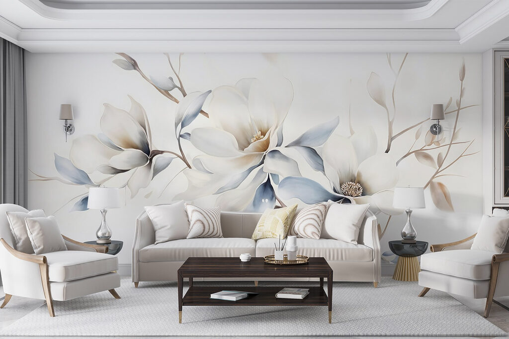 Painting of flowers on a white background Painting of flowers on a white background