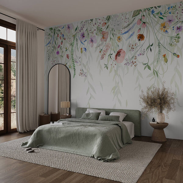 Watercolor painting of flowers and leaves Watercolor painting of flowers and leaves
