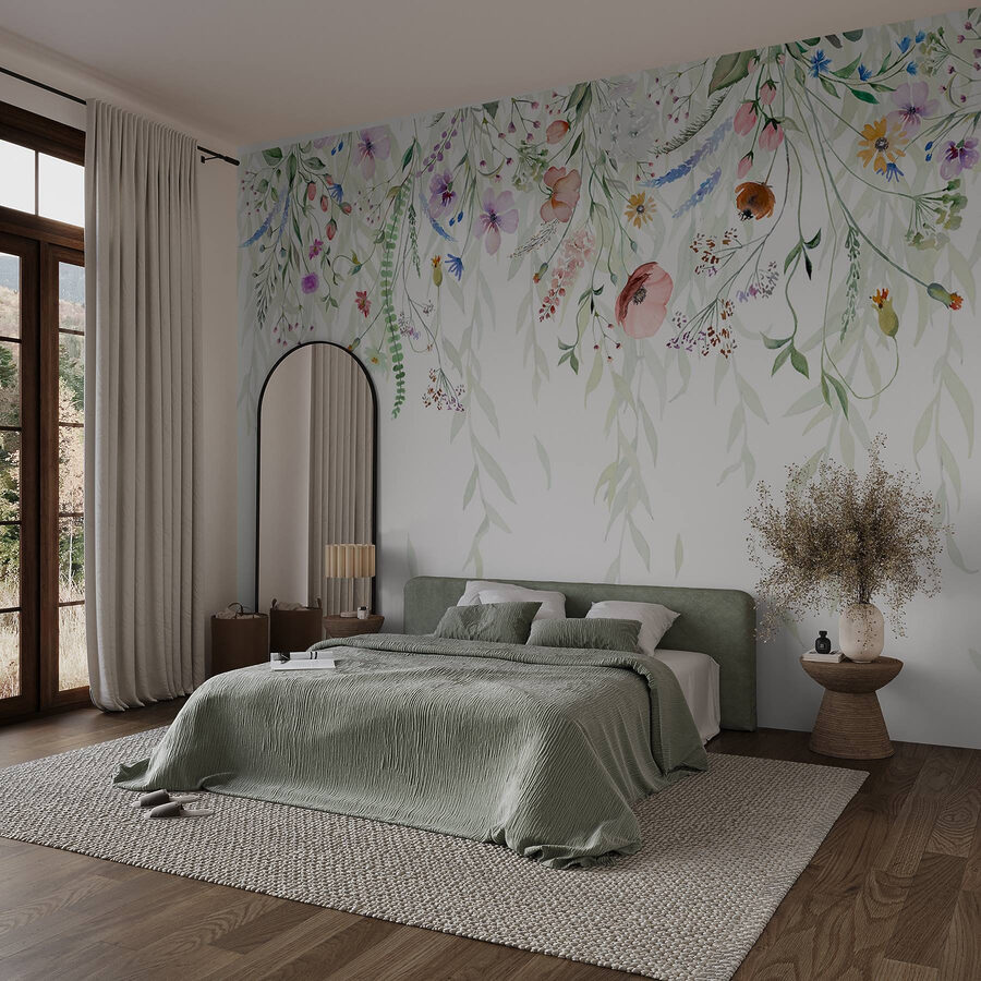 Watercolor painting of flowers and leaves Watercolor painting of flowers and leaves