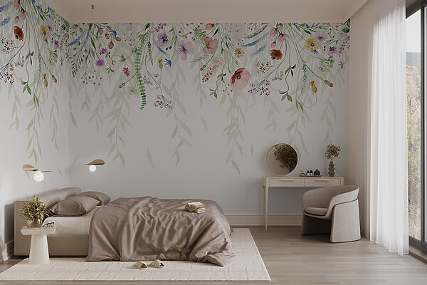 Watercolor painting of flowers and leaves Watercolor painting of flowers and leaves