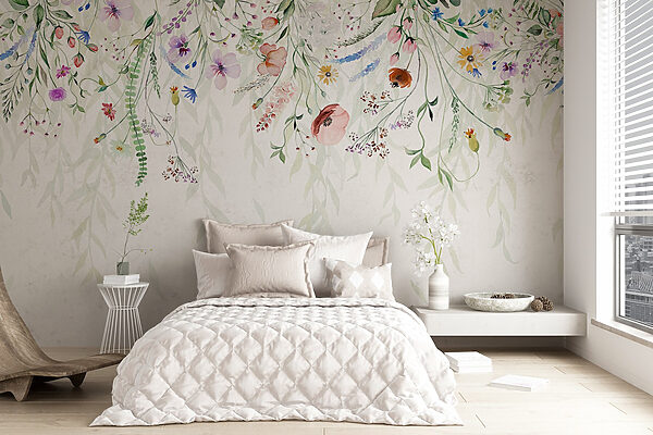 Watercolor painting of flowers and leaves Watercolor painting of flowers and leaves