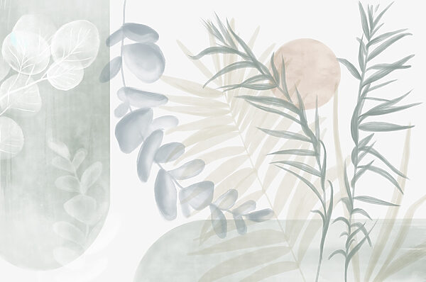 Serene botanical illustration in soft tones Serene botanical illustration in soft tones