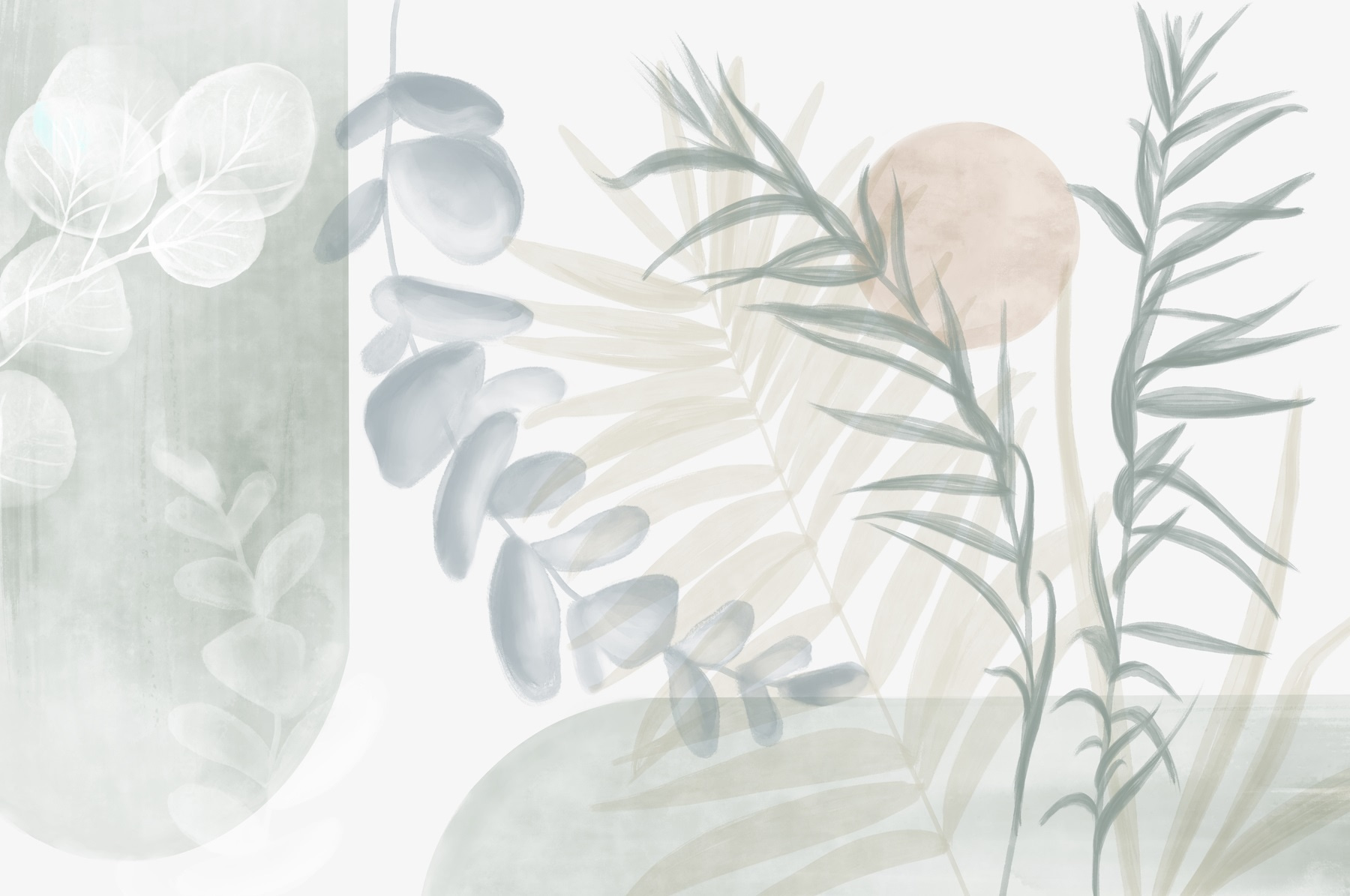 Serene botanical illustration in soft tones Serene botanical illustration in soft tones