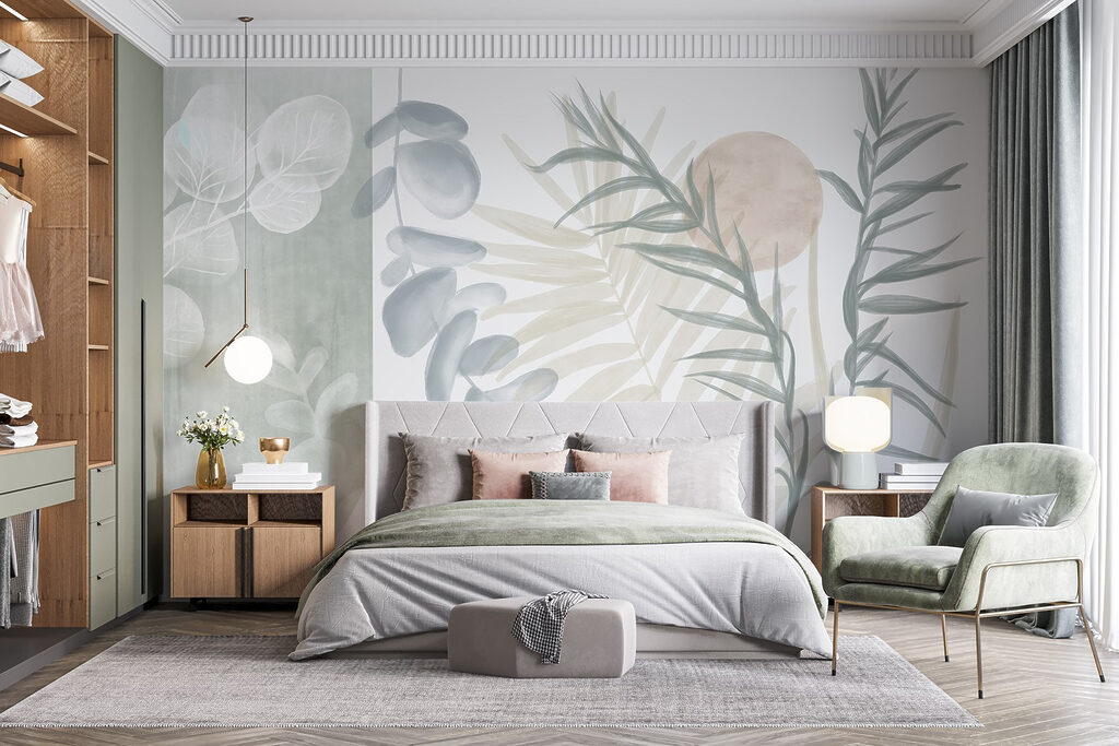 Serene botanical illustration in soft tones Serene botanical illustration in soft tones